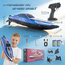 Load image into Gallery viewer, RC Boat for Kids with LED Lights, 35 KPH Remote Control Boat, 2.4Ghz Electric Fast Speed Boat for Adults