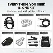 Load image into Gallery viewer, DMoose Fitness Neck Harness Plus for Weight Lifting - Soft Padded Head & Chin Strap with 30" Heavy Duty Steel Chain, 2 Bands & Door Anchor - Neck Exerciser & Strengthener (Neck Harness Plus)