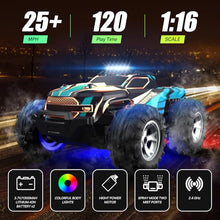 Load image into Gallery viewer, 1:16 Scale All Terrain RC ,High Speed 25Km/h Fast Car with Colorful Led Light and spray,