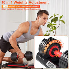 Load image into Gallery viewer, Adjustable Dumbbell Set, 10-in-1 25LB/55LB Ajustable Dumbbells with Safe Locking System, Enclosed Storage Tray