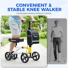 Load image into Gallery viewer, BlessReach Economy Knee Scooter Steerable Knee Walker for Foot Injuries Compact Crutch Alternative with Dual Braking System (Yellow)