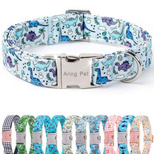 Load image into Gallery viewer, ARING PET Dinosaur Dog Collar, Cute Spring Summer Blue Boy Heavy Duty Doggy Collars with Metal Buckle for Puppy Small Medium Large Dogs-XS