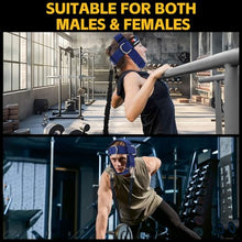 Load image into Gallery viewer, Fitness Neck Head Harness Trainer, Adjustable Chin Workout Strap and Head Harness Strength with 30 Lb Resistance Bands, Neoprene Neck Workout Exerciser for Weight Lifting, Home and Gym Equipment, Blue