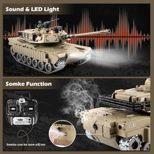 Load image into Gallery viewer, 1/18 Metal US M1A2 Remote Control Tank, RC Tank with Smoke, Sound & LED Lights, 330° Turret Rotation