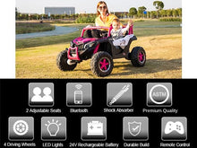 Load image into Gallery viewer, 24 Volt Kids Ride On Toys, 4 Wheels Powerful Drive, Ride On Toys for Big Kids Toys, with Remote Control, Music, 4x4 Rubber Tires (Rose Red)