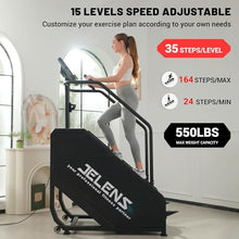 Load image into Gallery viewer, JELENS Stair Stepper Machine with LED Screen, 550 LBS Commercial Grade Stairmaster Machine, Stair Climber with 15 Resistance Levels, 24-164 Steps/Minute (Black)