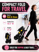 Load image into Gallery viewer, Ecomobi Light Weight Mobility Scooter for Adults&Seniors, 12–30 Mile Range Foldable Portable 4 Wheel Powered Mobility Scooter with Airline Approved Battery for Travel, 300 lb Capacity, Ultra Pink