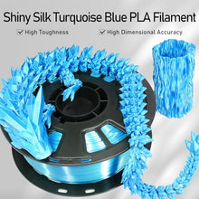Load image into Gallery viewer, DO3D Silk Peacock Blue PLA Satin Shiny 3D Printer Filament, 1.75mm Diameter 1kg Spool 2.2lbs for FDM 3D Printers