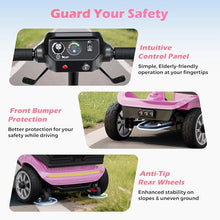 Load image into Gallery viewer, Mobility Scooter for Adults with Spare Battery – 24.8 Miles Total Range, 4-Wheel Foldable Portable Motorized Scooter, 330 lbs Capacity, Dual Baskets, Cup & Phone Holder, Pink