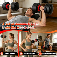 Load image into Gallery viewer, 25/55lb Adjustable Dumbbell Set of 2, 5-in-1/10-in-1 Free Weights with Anti-Slip Texture Handle for Exercise, Fitness Equipment Set for Home Gym Strength Training, Suits Both Men and Women(Red 55LBS Pair)