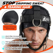 Load image into Gallery viewer, Lights Mountain Adjustable Neck Harness for Weight Training with 6 D-Rings, Includes Skull Cap, Resistance Band & Loading Strap - Adjustable Head Harness for Neck Strengthening & Resistance Workout