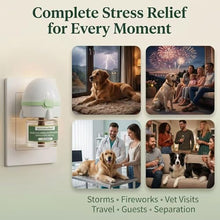 Load image into Gallery viewer, 8-in-1 Dog Calming Pheromone Diffuser Kit – Pet Stress Support (2 Plug-Ins & 6x48ml Refills), Calming Diffuser for Dog During Thunderstorms, Travel, Separation, Fireworks & Vet Visits, 180-Day Supply