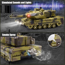 Load image into Gallery viewer, RC Tank - 2.4Ghz Remote Control Army Tank Toys with Auto Demo Sound Light Smoke