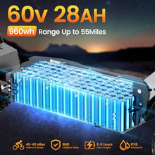 Load image into Gallery viewer, Adult Electric Scooter 60V 6000W Dual Motor Fast Folding Scooter with 3-Speed Variable Top Speed 60 mph Range 55 mph Off-Road 11' Tires