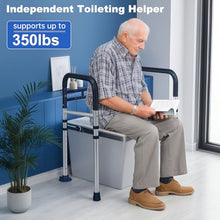 Load image into Gallery viewer, Toilet Safety Rails (350 LB) – Adjustable, Foldable Toilet Handle Frame for Elderly & Disabled Adults, Supports All Toilet Types (Lake Blue)
