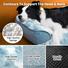 Load image into Gallery viewer, blunique Calming Large Dog Couch Bed, Waterproof Memory Foam with Durable Fluffy Fuzzy Mats, Washable Removable Cover Protector for Sofa, Bedside, Gift, 45 x 37 Inches, Tie-Dye Blue