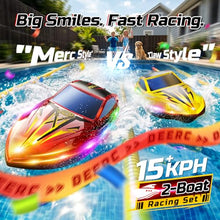 Load image into Gallery viewer, DEERC 2-Pack RC Boats for Kids, Fast Remote Control Boat with 4×1200mAh Batteries