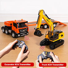 Load image into Gallery viewer, 2-Set Alloy RC Truck Crawler Excavator 1/24, 9CH Semi-Trailer, 6CH Track Construction Engine Vehicle