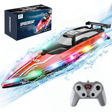 Load image into Gallery viewer, JOI MEW RC Boat for Kids with LED Lights, 2.4Ghz Remote Control Racing Boats for 8-12,Toy Water Boat for Pools & Lakes