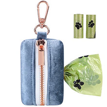 Load image into Gallery viewer, ARING PET Velvet Dog Waste Bag Dispenser, Cute Blue Doggy Poop Bags Holders Attach to Any Leashes, Portable Washable Pet Waste Pouch Dispenser with Metal Zipper