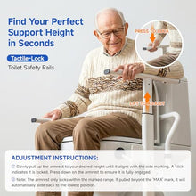 Load image into Gallery viewer, Onpickly Toilet Safety Rails for Seniors, 350lbs Heavy Duty Toilet Safety Frame & Grab Bars, Triple Stability with 2 Suction Cups & Rear Bar, Adjustable Height & Width Toilet Rail