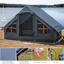 Load image into Gallery viewer, Inflatable Tents for Camping, 4-6 Person Easy Blow Up Tent with Hand Pump,4 Seasons Waterproof Air Inflatable Camping Tent House for Family Weekend Camping,Grey