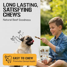 Load image into Gallery viewer, Dog Chits Beef Tendons for Dogs & Puppies - High Protein, Low Fat - All Natural Beef Tendon Chew - Chewy, Digestible, Long Lasting Training Reward Treats - Great for Healthy Joints - 7-9 inch, 6 pk