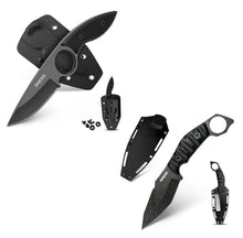Load image into Gallery viewer, Omesio Fixed Blade Knife Set 420 Stainless Steel Tactical Survival EDC Full Tang Knife for Hunting Hiking Men, ABS Anti-Slip Handle, Ideal for Gifting, Full Black