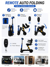 Load image into Gallery viewer, Ecomobi Light Weight Mobility Scooter for Seniors & Adults, 12–30 Mile Range, Foldable Airline Approved Portable 4 Wheel Motorized Scooter with Removable Lithium Battery, 300 lb Capacity, Ultra Blue