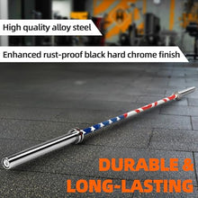 Load image into Gallery viewer, Fitvids 7ft Olympic Barbell 45LBS for Weightlifting and Powerlifting, 2 Inch Strength Training Bar with Needle Bearings- Flag