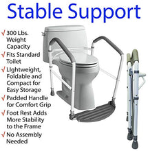 Load image into Gallery viewer, RMS Toilet Safety Frame & Rail - Folding & Portable Bathroom Toilet Safety Rails - Handrail Toilet Bars with Adjustable Height (White)