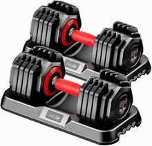 Load image into Gallery viewer, 55LB Adjustable Dumbbell Set,10 in 1 Free Weights Dumbbell of 2 with Secure Locking Mechanism for Safe,1 Sec Speed Adjustment Men/Women Gym and Home Strength Training Equipment.