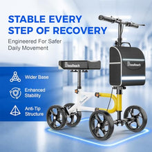 Load image into Gallery viewer, BlessReach Economy Knee Scooter Steerable Knee Walker for Foot Injuries Compact Crutch Alternative with Dual Braking System (Yellow)