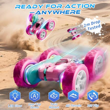 Load image into Gallery viewer, Zalneo RC Car Pink 4WD Remote Control Car 360° Flip Double‑Sided LED Light Bar & Quick‑Swap USB‑C