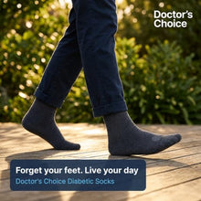 Load image into Gallery viewer, Doctor's Choice Diabetic Socks for Men, Seamless with Non Binding Top Neuropathy Socks, designed with Soft Stretch and Full Cushion for a Comfortable Fit, 10-13 Large, 4 Pairs (Charcoal)