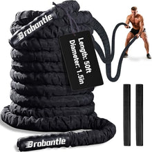 Load image into Gallery viewer, Brobantle Battle Rope 1.5 Inch Diameter,50FT Exercise Workout Ropes for Home Gym Heavy Weighted Training Rope for Working Out