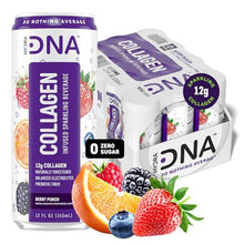 Load image into Gallery viewer, HYDRADNA- Sparkling Liquid Collagen Protein Water Drink Balanced Nutrients for Wellness - Sugar-Free - Keto-Friendly - No Gluten (12 Pack) Berry Punch