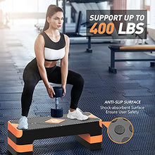 Load image into Gallery viewer, GYMMAGE Aerobic Exercise Step, Adjustable Aerobic Stepper for Exercise, Workout Step Platform for Step Up, 26.5" Step Deck with 4” 6” 8” Adjustable Height Risers, Women Home Gym Cardio Fitness