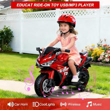 Load image into Gallery viewer, 12V Electric Ride On Motorcycle for Kids, Training Wheels, Full Hand Drive Motorbike Toy, Perfect for Boys and Girls (3-8 Yrs) (RED)