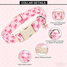 Load image into Gallery viewer, ARING PET Girl Dog Collar, Cute Pink Bow Girly Doggy Collars for Puppy Small Medium Large Female Dogs Pet, for Daily Photos Outdoor Walking Hiking Picnic, S