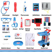 Load image into Gallery viewer, Liberry Doctor Kit for Toddlers Ages 3 4 5, Pretend Kids Doctor Playset with Cart, Costume and Stethoscope, Role Play Medical Toys Birthday Gift for Girls Boys (Blue)