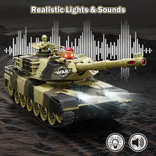Load image into Gallery viewer, Remote Control Tank for Boys - Kids Simulated Army Tank Toy, 1:28 Scale 8 Channels RC Tanks with Toy Soldiers
