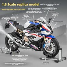 Load image into Gallery viewer, RC Motorcycle Model for Adult, 1/6 Scale S1000RR Dynamic Motorbike Display with Ignition Sound