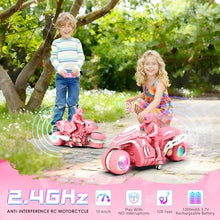 Load image into Gallery viewer, RC Motorcycle Toy with RGB Wheels Light, 360° Rotation High Speed Remote Control Dirt Bike with Rider
