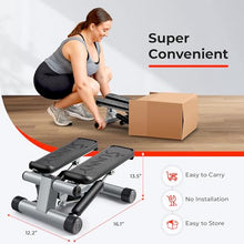 Load image into Gallery viewer, Sunny Health & Fitness Mini Steppers for Exercise at Home, Stair Step Workout Machine with Resistance Bands, Full Body Cardio Equipment with Digital Monitor - No. 012 -S