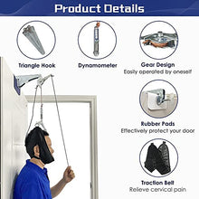 Load image into Gallery viewer, Neck Stretcher Cervical Traction Device for Pain Relief – Over The Door Neck Hammock for Home Use, Spine Decompression Harness Sling, Hanging Stretcher with Cervical Stabilizer & Tension Relief