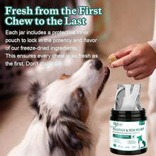 Load image into Gallery viewer, NATURE TARGET Dog Allergy Relief Freeze Dried Chews, with Probiotics, Colostrum for Immune Health, Anti Itch & Seasonal Allergies & Scratching, Omega 3 for Skin & Coat Health, Pawlicking, Hot Spots