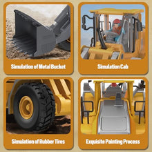 Load image into Gallery viewer, KIDMARKT Metal RC Wheel Loader Toy | 9-Channel Remote Control Construction Truck with Realistic Lights & Sounds.