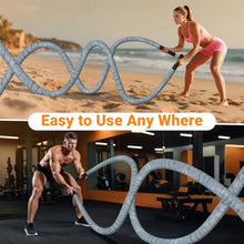 Load image into Gallery viewer, Brobantle Battle Rope 1.5 Inch Diameter,Gray 30FT Exercise Workout Ropes for Home Gym Heavy Weighted Training Rope for Working Out
