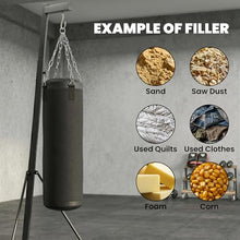 Load image into Gallery viewer, Soozier Punching Bag with Stand for Adults, 72.8"-90.9" Height Adjustable Freestanding Boxing Stand with Canvas Sandbag, Stable Triangular Base and 1" Weight Plate Storage for Home Gym MMA, Black